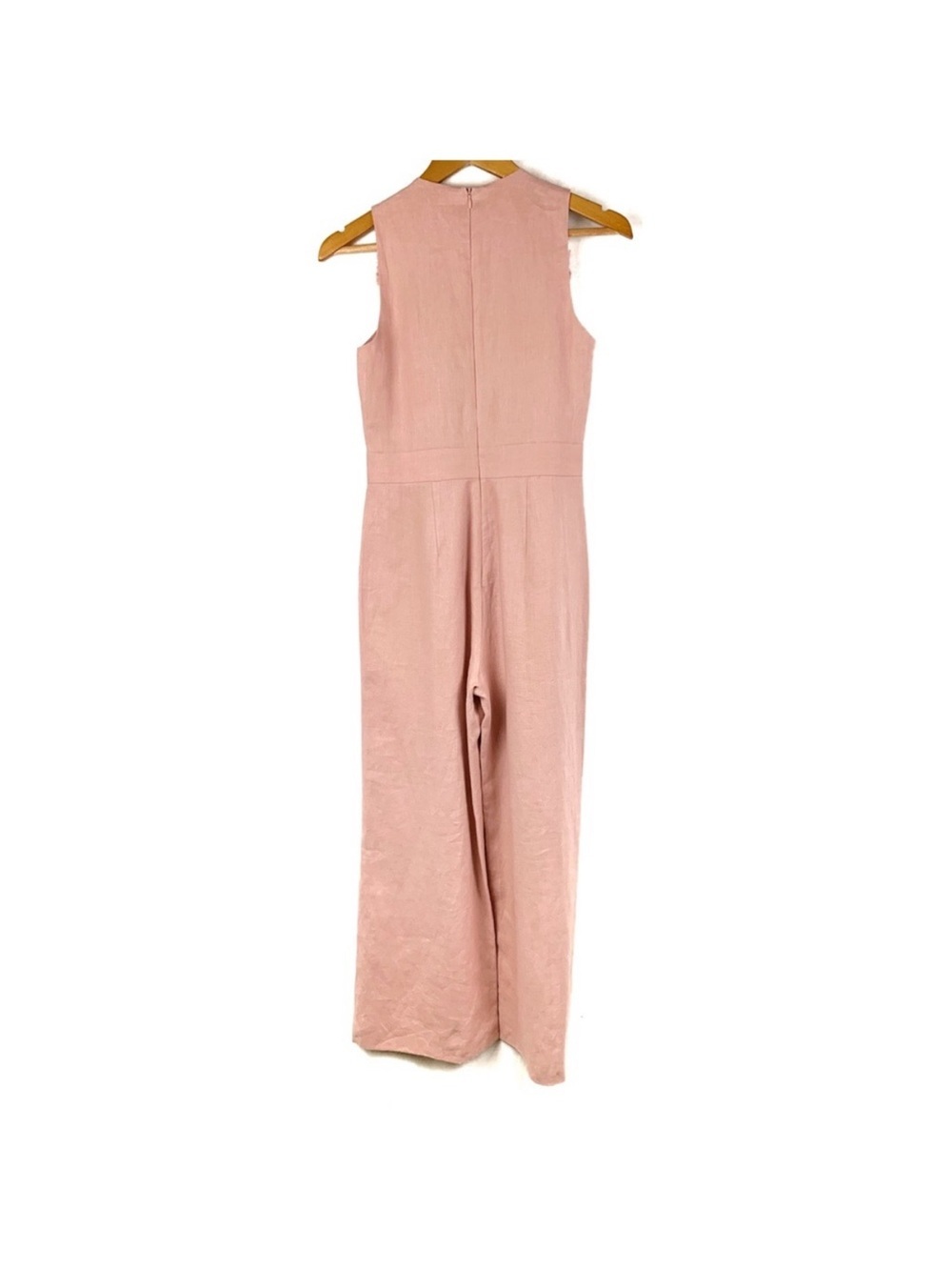 Alexis Odalys Linen Blush Pink Ruffle V-Neck Wide-Leg Jumpsuit Size XS NWOT - Picture 8 of 11